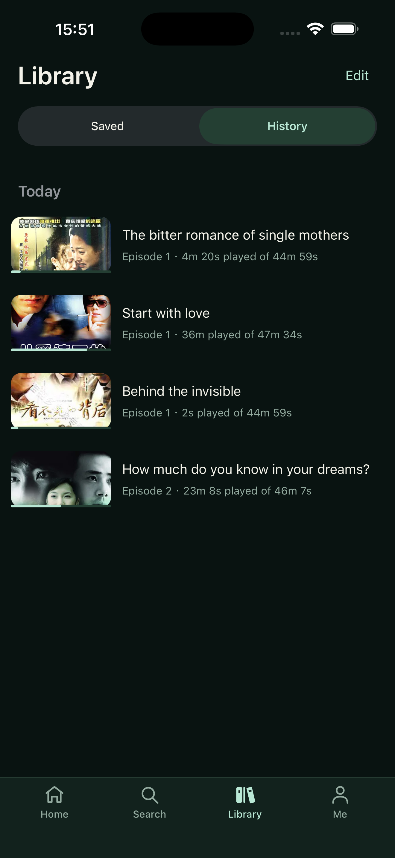 Zuvia viewing history screen
